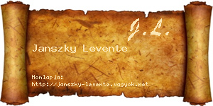 Janszky Levente névjegykártya